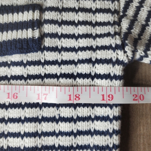 Tahari Navy Blue and White Striped Women's Button Down Cardigan Sweater NWOT - Picture 7 of 15